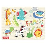 Деревянный пазл Fisher Price "Животные", полосатый фон