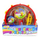 Набор музыкальных инструментов "Веселый оркестр"  в барабане, диаметр барабана 27см